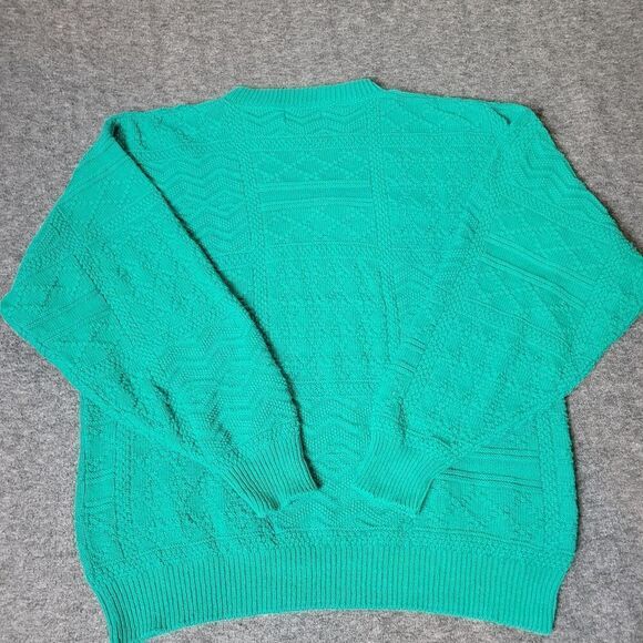 Vtg  Victoria Dry Goods Men's Size XL Green Chunky Knit Pullover Cotton Sweater - Picture 2 of 8